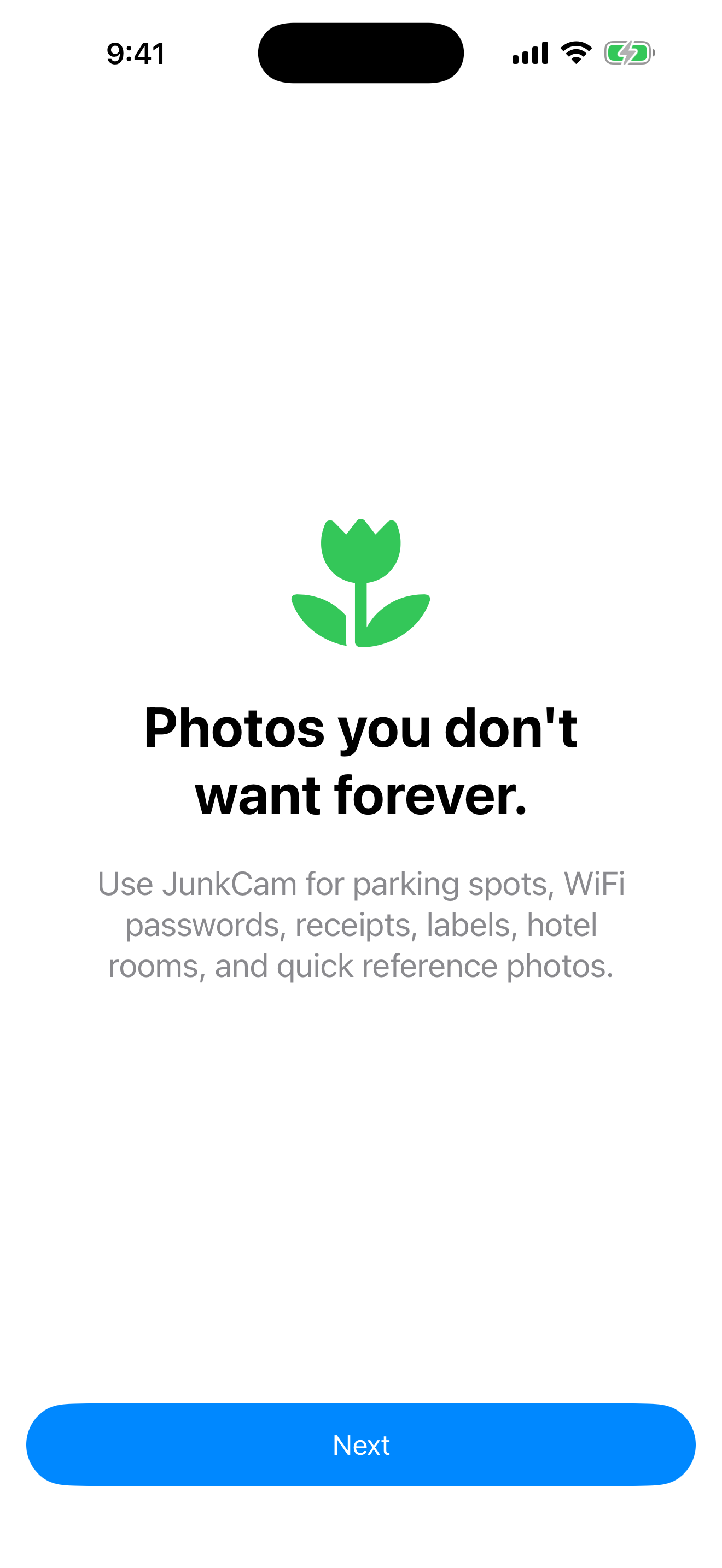 JunkCam onboarding: Photos you don't want forever